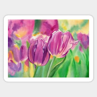 Watercolor bright tulips Sticker